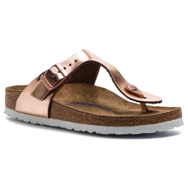 Japonki Birkenstock. Czerwone klapki Birkenstock, bez wzorów, bez obcasa. Za 379.99 zł.