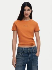 Desigual T-Shirt 25SWTK15 Pomarańczowy Regular Fit. Brązowe t-shirty Desigual, xl, bez wzorów, z bawełny, bez kołnierzyka, bez ramiączek. Za 69.99 zł.