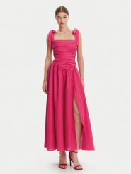 BARDOT Sukienka koktajlowa 59877DB Różowy Regular Fit. Czerwone sukienki Bardot, bez wzorów, ze lnu, wizytowe, bez kołnierzyka, bez ramiączek. Za 519.99 zł.