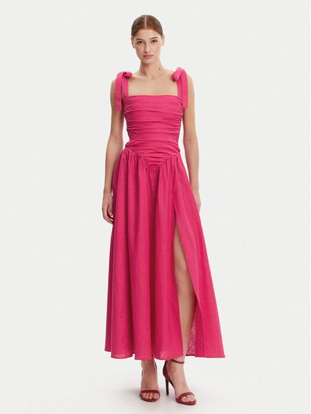 Bardot Sukienka koktajlowa 59877DB Różowy Regular Fit. Czerwone sukienki Bardot, bez wzorów, ze lnu, wizytowe, bez kołnierzyka, bez ramiączek. Za 519.99 zł.