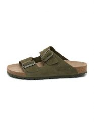 Billowy Skórzane klapki w kolorze khaki rozmiar: 36. Brązowe klapki Billowy, bez wzorów, z otwartym noskiem, bez obcasa. Za 152.99 zł.