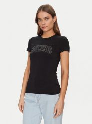 Guess T-Shirt W5GI04 J1314 Czarny Slim Fit. Czarne t-shirty Guess, l, z aplikacjami, z bawełny, bez kołnierzyka, bez ramiączek. Za 97.00 zł.