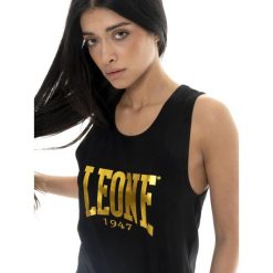 Odzież sportowa z bawełna na co dzień na siłownię. Czarna koszulki sportowe LEONE 1947 APPAREL, bez wzorów, z bawełny, bez ramiączek, na fitness i siłownię. Za 138.93 zł.