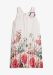 Sukienka mini. Białe sukienki bonprix, z aplikacjami, bez kołnierzyka, bez ramiączek, mini. Za 269.99 zł.