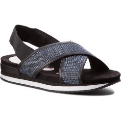 Sandały TAMARIS - 1-28703-38 Nt. Blue Gl/Blk 893. Czarne sandały Tamaris, z aplikacjami, z materiału, bez obcasa, bez zapięcia. W wyprzedaży za 139.00 zł.