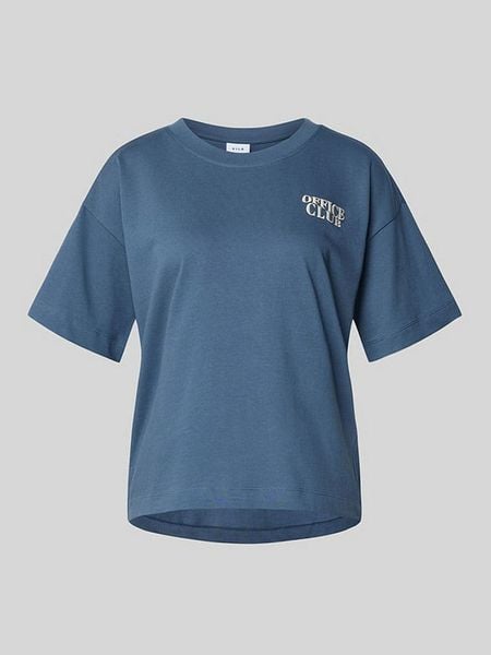 Vila Koszulka "Vimonie" w kolorze niebieskim rozmiar: XL. Niebieskie bluzki Vila, xl, bez wzorów, z bawełny, bez kołnierzyka, bez ramiączek. Za 61.60 zł.