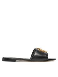 Tory Burch Klapki Eleanor Slide 88744 Czarny. Czarne klapki Tory Burch, bez wzorów, ze skóry, bez obcasa. Za 979.99 zł.
