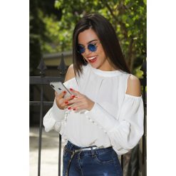 Damska bluzka FEYA WHITE. Białe bluzki Damska bluzka FEYA WHITE, l, bez wzorów, bez kołnierzyka, bez ramiączek. W wyprzedaży za 79.00 zł.
