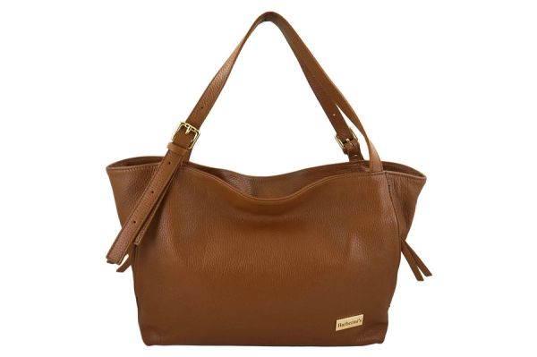 Shopperka skórzana BARBERINI'S j. brązowa 987-12. Brązowe shopper Barberini's, bez wzorów, ze skóry, na ramię, duże, bez dodatków. Za 338.99 zł.