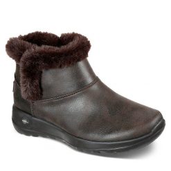 Botki Skechers. Brązowe botki Skechers, bez wzorów, bez obcasa, na płaskiej podeszwie, bez zapięcia. Za 329.99 zł.