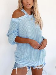 LA Angels Sweter w kolorze błękitnym rozmiar: L. Niebieskie swetry LA Angels, l, bez wzorów, bez ramiączek. Za 175.31 zł.