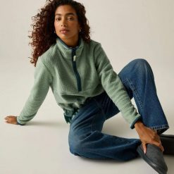 Damska bluza polarowa Frankie Borg Half Zip. Niebieskie bluzy Regatta, bez wzorów, z materiału, bez kaptura. Za 257.50 zł.