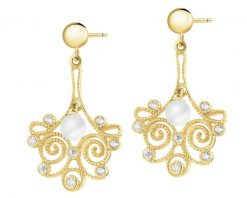 Złote kolczyki z perłami i cyrkoniami. Żółte kolczyki Apart, z cyrkonią, złote. Za 2,119.00 zł.