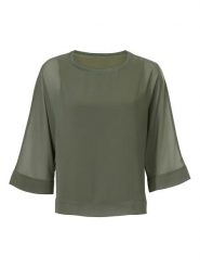Heine Bluzka w kolorze khaki rozmiar: 40/42. Brązowe bluzki Heine, bez wzorów, bez kołnierzyka, bez ramiączek. Za 105.63 zł.