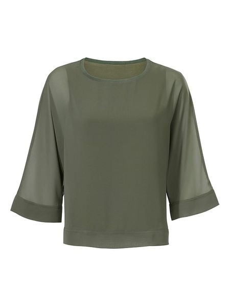 Heine Bluzka w kolorze khaki rozmiar: 40/42. Brązowe bluzki Heine, bez wzorów, bez kołnierzyka, bez ramiączek. Za 87.40 zł.