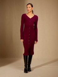 Perfect Cashmere Kaszmirowa sukienka "Maria" w kolorze bordowym rozmiar: L. Czerwone sukienki Perfect Cashmere, l, bez wzorów, z kaszmiru, bez kołnierzyka, bez ramiączek, midi. Za 665.99 zł.