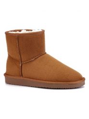 ISLAND BOOT Botki zimowe "Stela" w kolorze jasnobrązowym rozmiar: 38. Brązowe botki Island Boot, na zimę, bez wzorów, z materiału, bez obcasa, bez zapięcia. Za 130.99 zł.