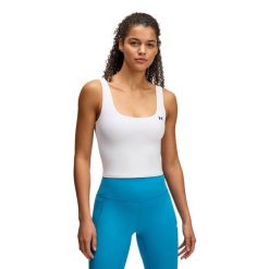 Koszulka treningowa damska Under Armour Motion Tank. Białe bluzki Under Armour, s, bez wzorów, sportowe, bez kołnierzyka, bez ramiączek. Za 99.99 zł.