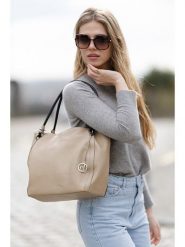 Lia Biassoni Skórzana torebka "Merula" w kolorze szarobrązowym - 32 x 28 x 14 cm rozmiar: onesize. Brązowe torby na ramię Lia Biassoni, bez wzorów, z materiału, na ramię, bez dodatków. Za 347.99 zł.