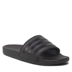 Klapki adidas. Czarne klapki Adidas, bez wzorów, bez obcasa. Za 129.99 zł.