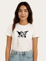 WOOOP Koszulka "Banksy Angel Hearts" w kolorze białym rozmiar: S. Białe bluzki Wooop, s, bez wzorów, z bawełny, bez kołnierzyka, bez ramiączek. Za 56.99 zł.