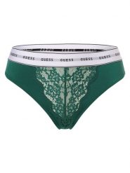 GUESS Stringi Kobiety zielony, M. Zielone stringi Guess, z aplikacjami. Za 89.95 zł.