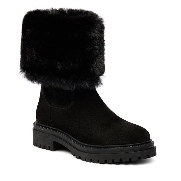 Botki Geox. Czarne botki Geox, bez wzorów, bez obcasa, na płaskiej podeszwie, bez zapięcia. Za 519.99 zł.