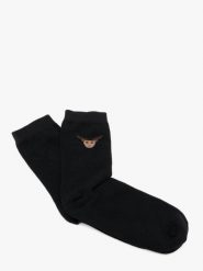 Świąteczne skarpety unisex. Czarne skarpety Ryłko, bez wzorów, z bawełny. Za 24.99 zł.