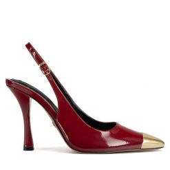 Sandały Nine West. Czerwone sandały Nine West, bez wzorów, bez obcasa, na szpilce, bez zapięcia. Za 249.99 zł.