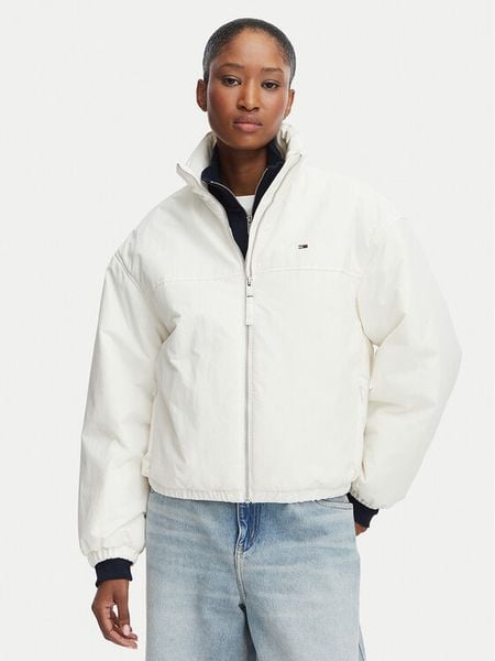 Tommy Jeans Kurtka przejściowa DW0DW22908 Biały Regular Fit. Białe kurtki Tommy Jeans, xs, bez wzorów, z jeansu, bez kaptura. Za 525.99 zł.