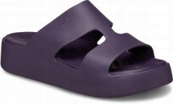 Klapki Dla Dorosłych Crocs Getaway Platform H-strap. Fioletowe klapki Crocs, bez wzorów, z materiału, bez obcasa. Za 139.99 zł.