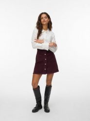 Vero Moda Spódnica sztruksowa w kolorze bordowym rozmiar: XS. Czerwone spódnice Vero Moda, na co dzień, xs, bez wzorów, ze sztruksu, mini, proste. Za 74.63 zł.