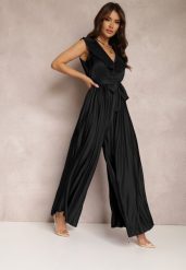 Czarny Kombinezon Plisowany Hyrmane. Czarne sukienki Renee, na imprezę, s, bez wzorów, eleganckie, bez kołnierzyka, bez ramiączek, maxi, plisowane. Za 144.99 zł.