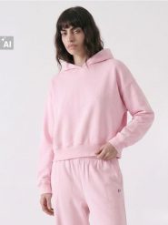 Dresowa bluza hoodie loose fit - różowy. Czerwone bluzy sportowe Sinsay, l, bez wzorów, z dresówki, bez kaptura. Za 49.99 zł.