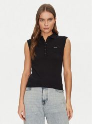 Guess Jeans Polo W5GP24 KCYR1 Czarny Regular Fit. Czarne koszulki polo Guess Jeans, xs, z aplikacjami, z bawełny, bez kołnierzyka, bez ramiączek. Za 149.99 zł.