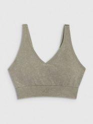 4F Biustonosz do jogi i pilatesu ze średnim wsparciem damski - granatowy XS/S. Niebieskie bielizna sportowa 4f, l, bez wzorów, z gumy. Za 119.99 zł.