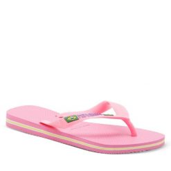 Japonki Havaianas. Czerwone klapki Havaianas, bez wzorów, bez obcasa. Za 59.99 zł.