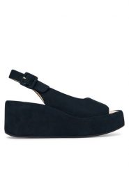 HÖGL Sandały 0-182512-30000 Granatowy. Niebieskie sandały Högl, bez wzorów, ze skóry, bez obcasa, na koturnie, bez zapięcia. Za 849.99 zł.