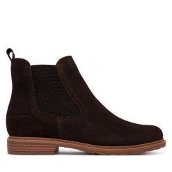 Sztyblety Tamaris. Brązowe botki Tamaris, bez wzorów, bez obcasa, na płaskiej podeszwie, bez zapięcia. Za 474.99 zł.