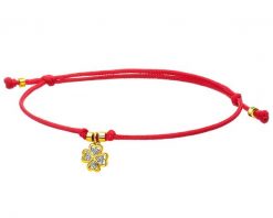 Bransoletka z elementami żółtego złota i diamentami - koniczyna - 0,01 ct - próba 375. Żółte bransoletki Apart, z diamentem, złote. Za 599.00 zł.