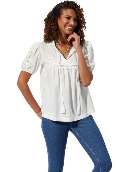 WITT WEIDEN Bluzka w kolorze białym rozmiar: 46. Brązowe bluzki WITT WEIDEN, bez wzorów, z bawełny, biznesowe, bez kołnierzyka, bez ramiączek. Za 61.60 zł.