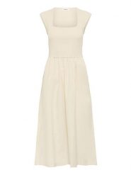 Soaked in Luxury Sukienka w kolorze kremowym rozmiar: L. Brązowe sukienki Soaked in Luxury, l, bez wzorów, bez kołnierzyka, bez ramiączek, midi, rozkloszowane. Za 208.99 zł.