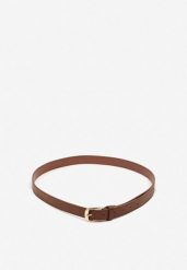 Brązowy Pasek Ozdobiony Klamrą Revaselle. Brązowe paski Renee, bez wzorów, eleganckie. Za 14.99 zł.