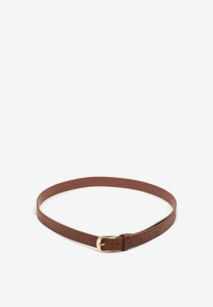 Brązowy Pasek Ozdobiony Klamrą Revaselle. Brązowe paski Renee, bez wzorów, eleganckie. Za 14.99 zł.