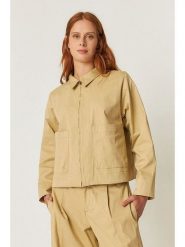 SKFK Kurtka koszulowa "Olga" w kolorze beżowym rozmiar: 40. Brązowe kurtki SKFK, bez wzorów, z bawełny, bez kaptura. Za 304.99 zł.