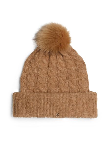 Tommy Hilfiger Czapka Timeless AW0AW16989 Beżowy. Brązowe czapki TOMMY HILFIGER, bez wzorów. Za 219.99 zł.