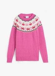 Sweter z bożonarodzeniowym motywem. Czerwone swetry bonprix, bez wzorów, bez ramiączek. Za 109.99 zł.