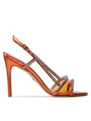 Stuart Weitzman Sandały Mondrian Glam 100 Sa SC242 Pomarańczowy. Brązowe sandały Stuart Weitzman, bez wzorów, ze skóry, bez obcasa, na szpilce, bez zapięcia. Za 2,479.00 zł.