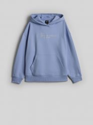 4F Bluza dresowa loose z kapturem damska - niebieska L. Niebieskie bluzy 4f, l, bez wzorów, z bawełny, z kapturem. Za 189.99 zł.