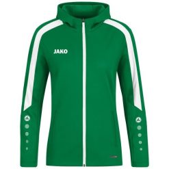 Damska bluza dresowa z kapturem Jako Power. Zielone bluzy JAKO, bez wzorów, z dresówki, z kapturem. Za 276.45 zł.